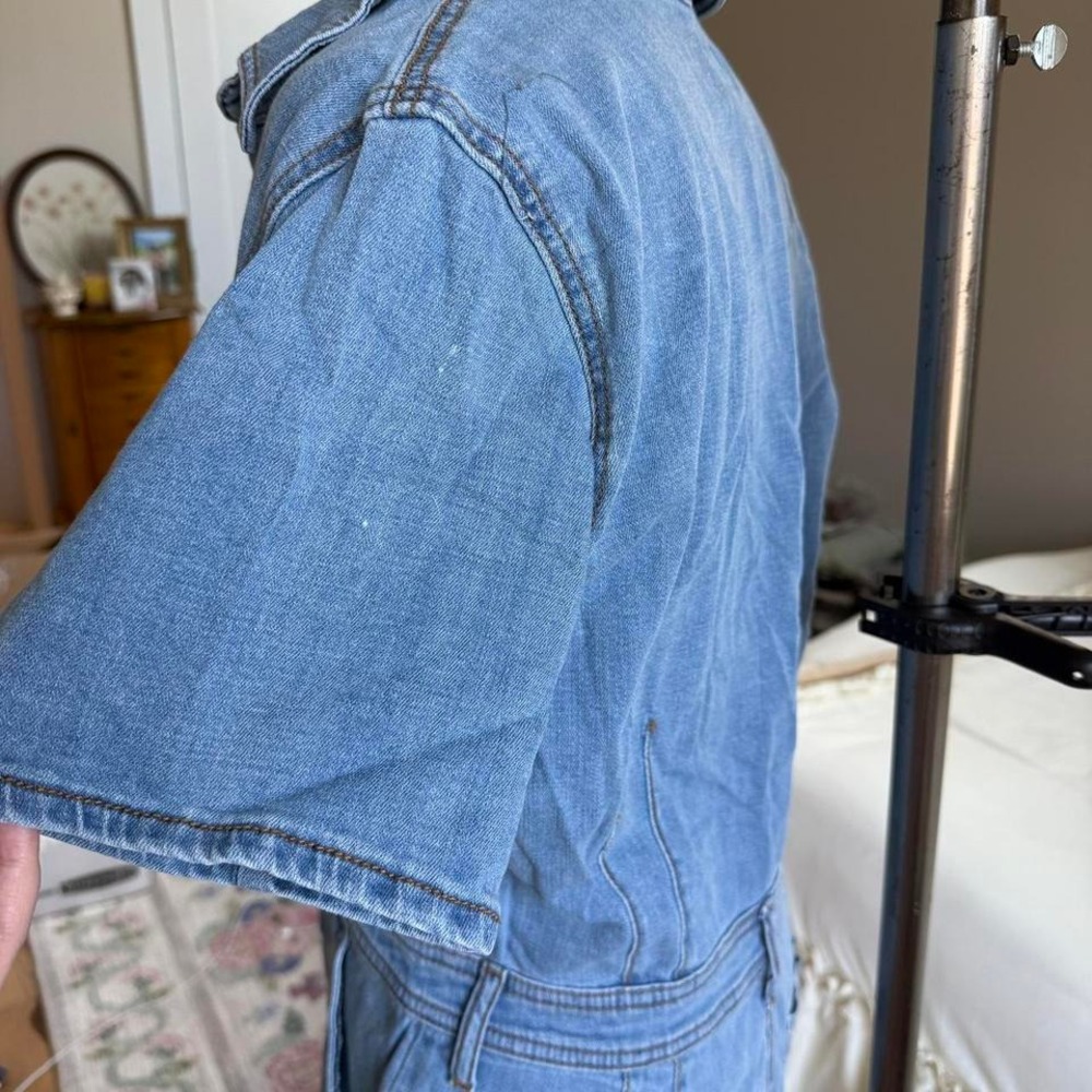 Jean romper scoop denim short romper soft washed denim 2000s size medium - Picture 3 of 8